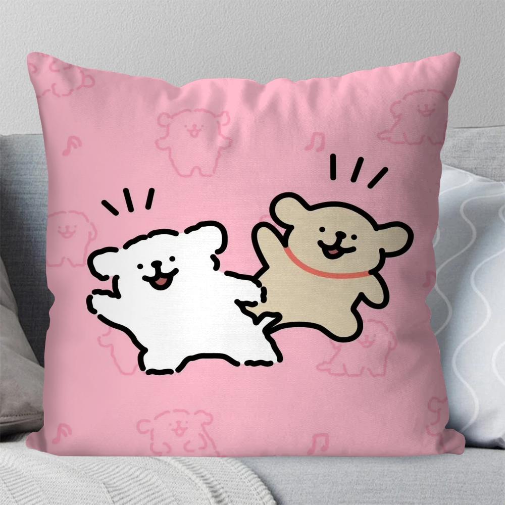 

1pc M-Maltese Animation Pillow Case Square Pillow Bedroom Sofa Leisure Comfort Cushion Car Living Room Home Decoration 40X40 16x16Inch