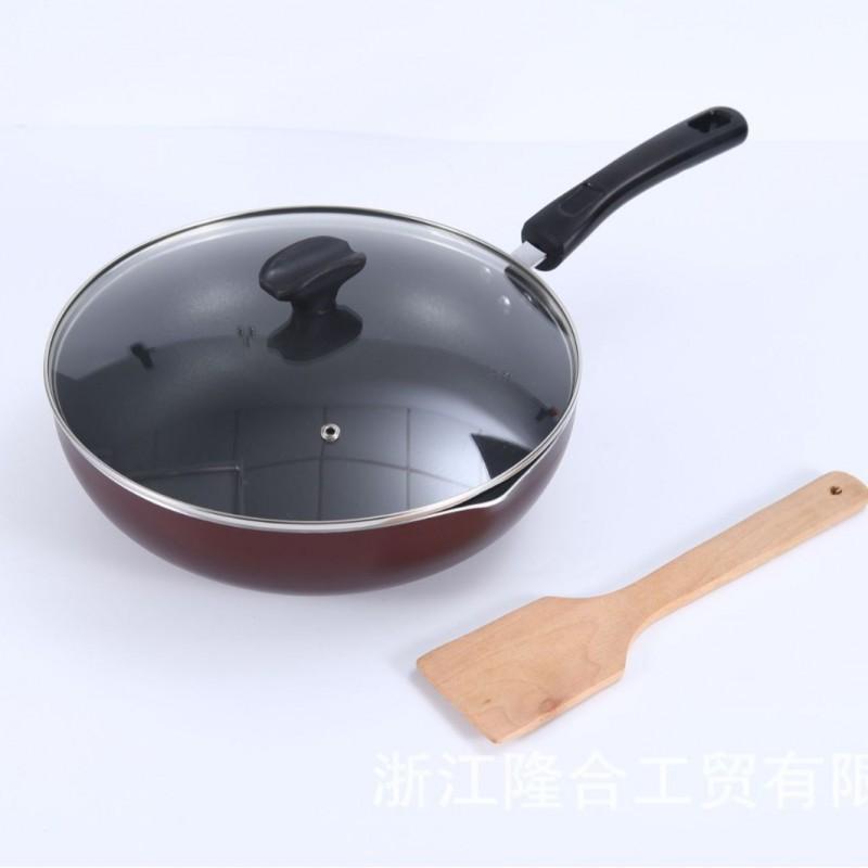 28cm Nonstick Aluminum Fry Pan With Glass Lid Multi-Layer Base Gas Induction Stove Kitchen Cookware 28 cm