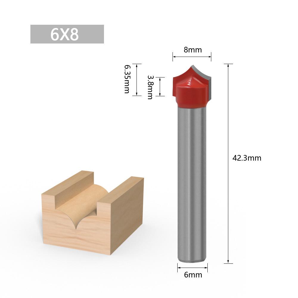 Router Bits Groove Point Cutting Round Edge 6mm Shank 8mm Blade for Woodworking Milling Cutter Tool