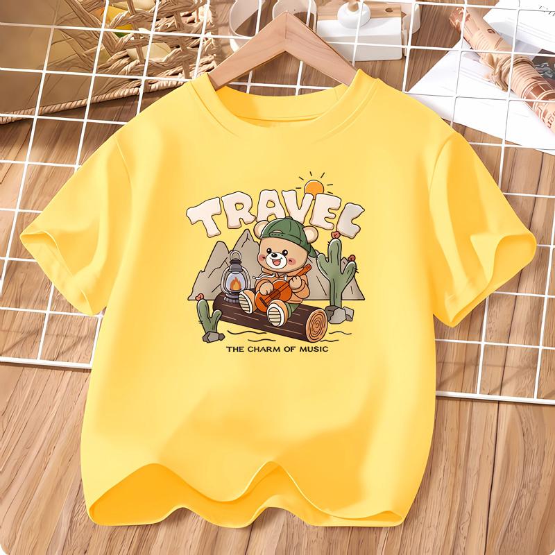 

Childrens Teddy Bear Cute T-Shirt Short Sleeved Shirt for Baby Boys Casual Clothes 100