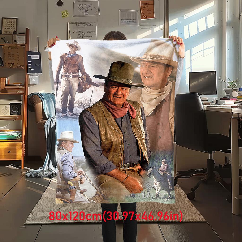 John Wayne Western Cowboy Blanket Soft Comfortable All Seasons Perfect Sofa Office Nap Travel Festive Gift