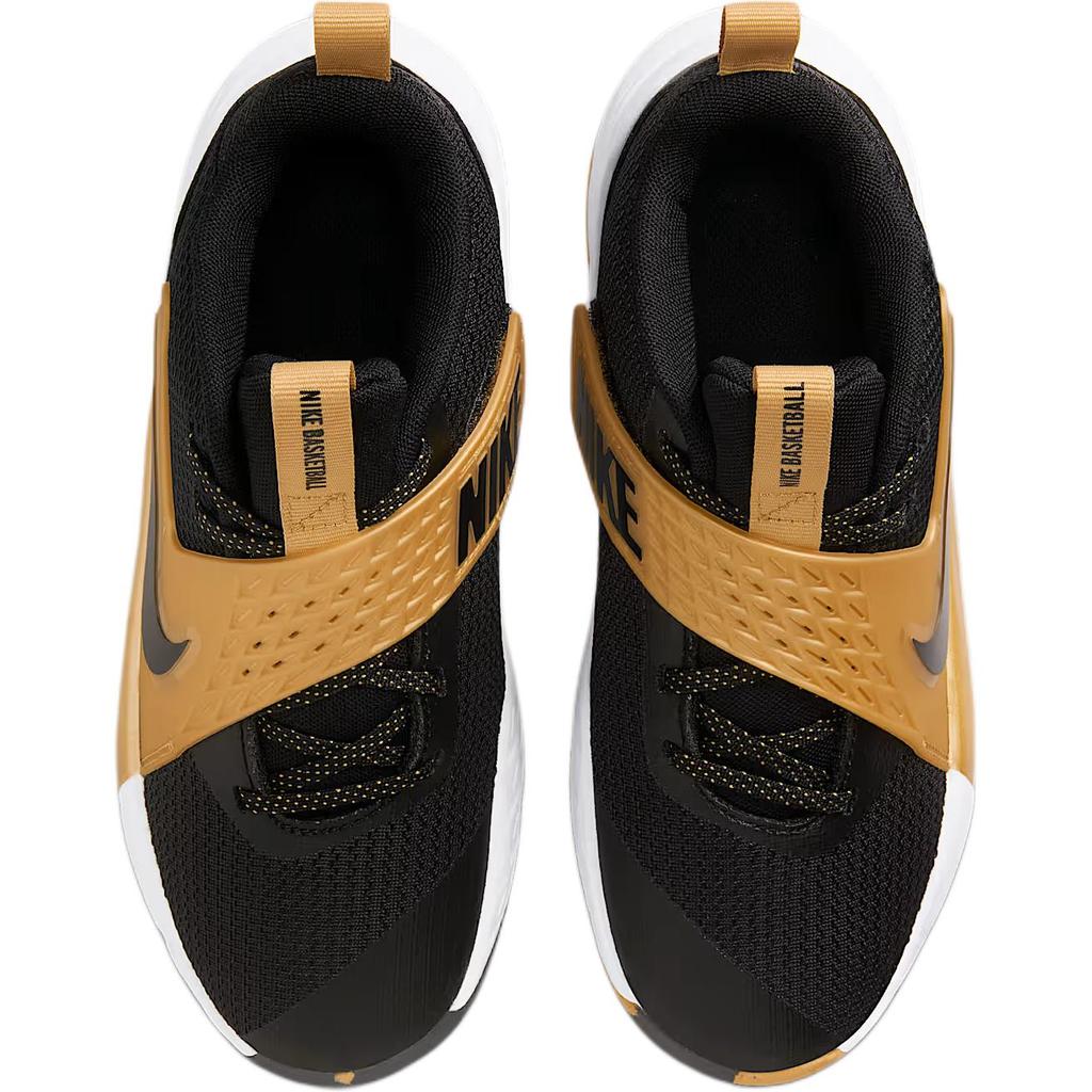 Nike Team Hustle D12 GS Svarte Metallisk Gull Barnesneakers Hvite HF6279-003