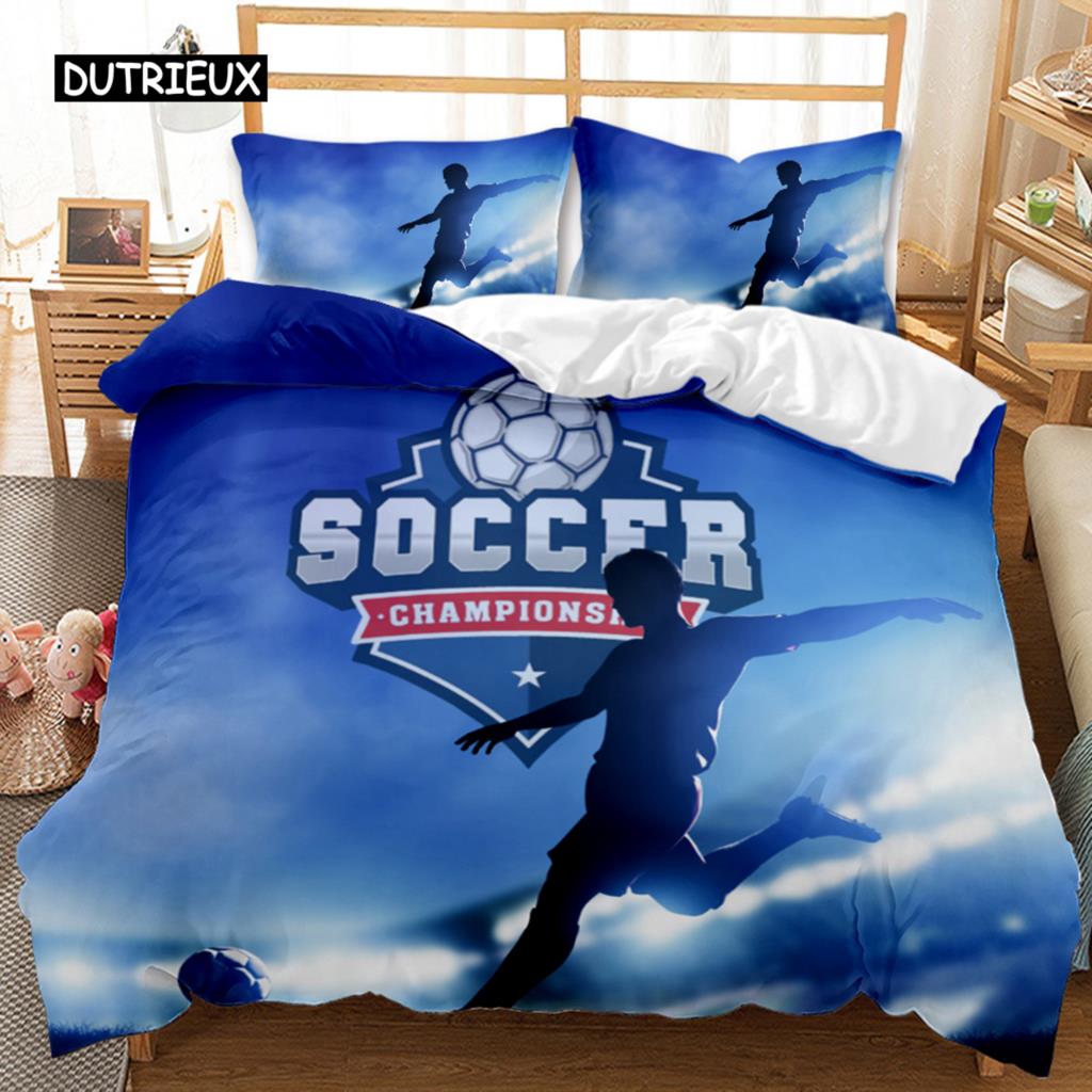 Fotball Dynetrekksett Fotball med Ild Abstrakt Konseptkunst Design Ball Sengetøysett Dobbel Queen King Polyester Dyne Trekk
