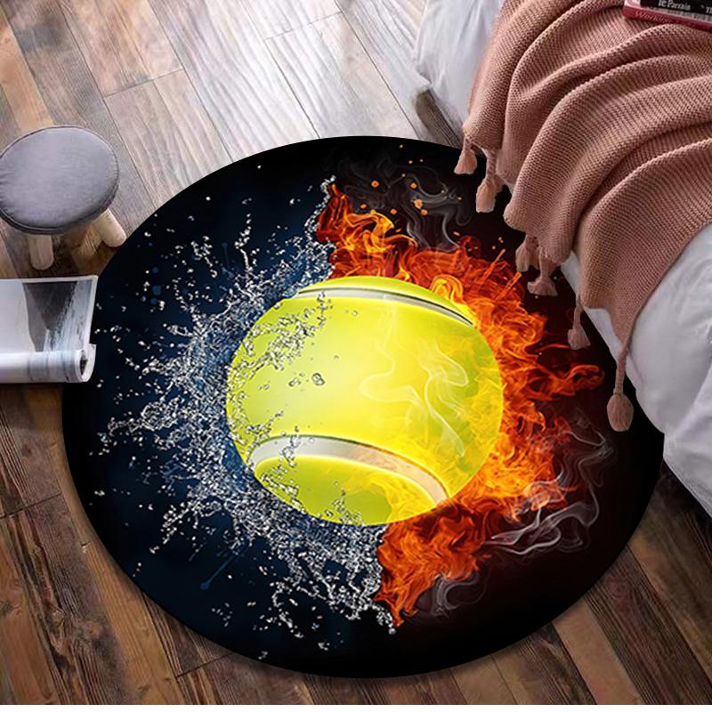 Fire And Water ball Circular Rug - Office Decorative Carpet For Living Room Bedroom Door Mat Floor Rug Computer Chair Area Rug