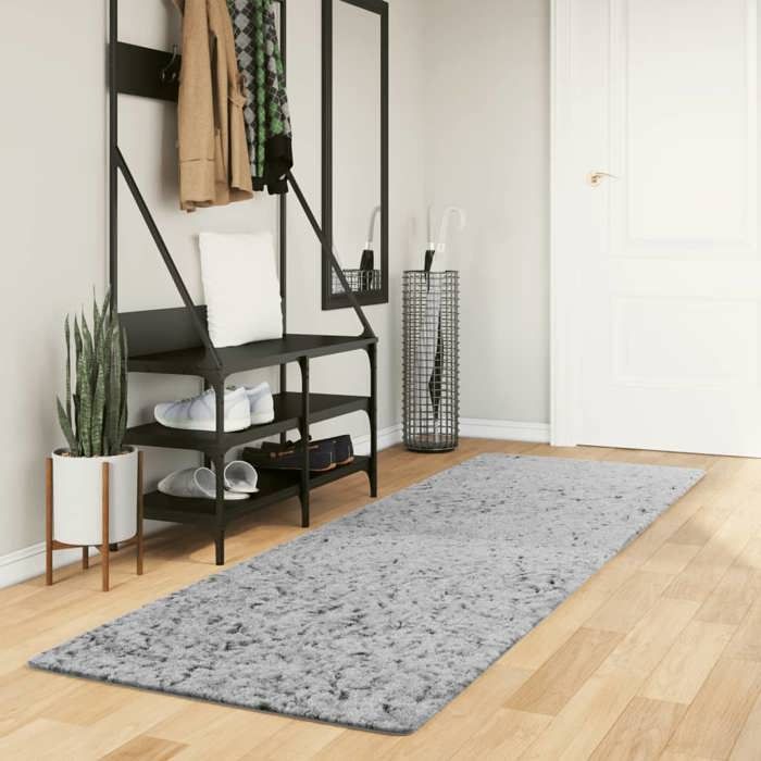 VidaXL Tapis Shaggy à Poils Longs, Moquette de Sol, Tapis de Zone, Carpette de Salon Chambre à Coucher Couloir, Moderne Gris 375253