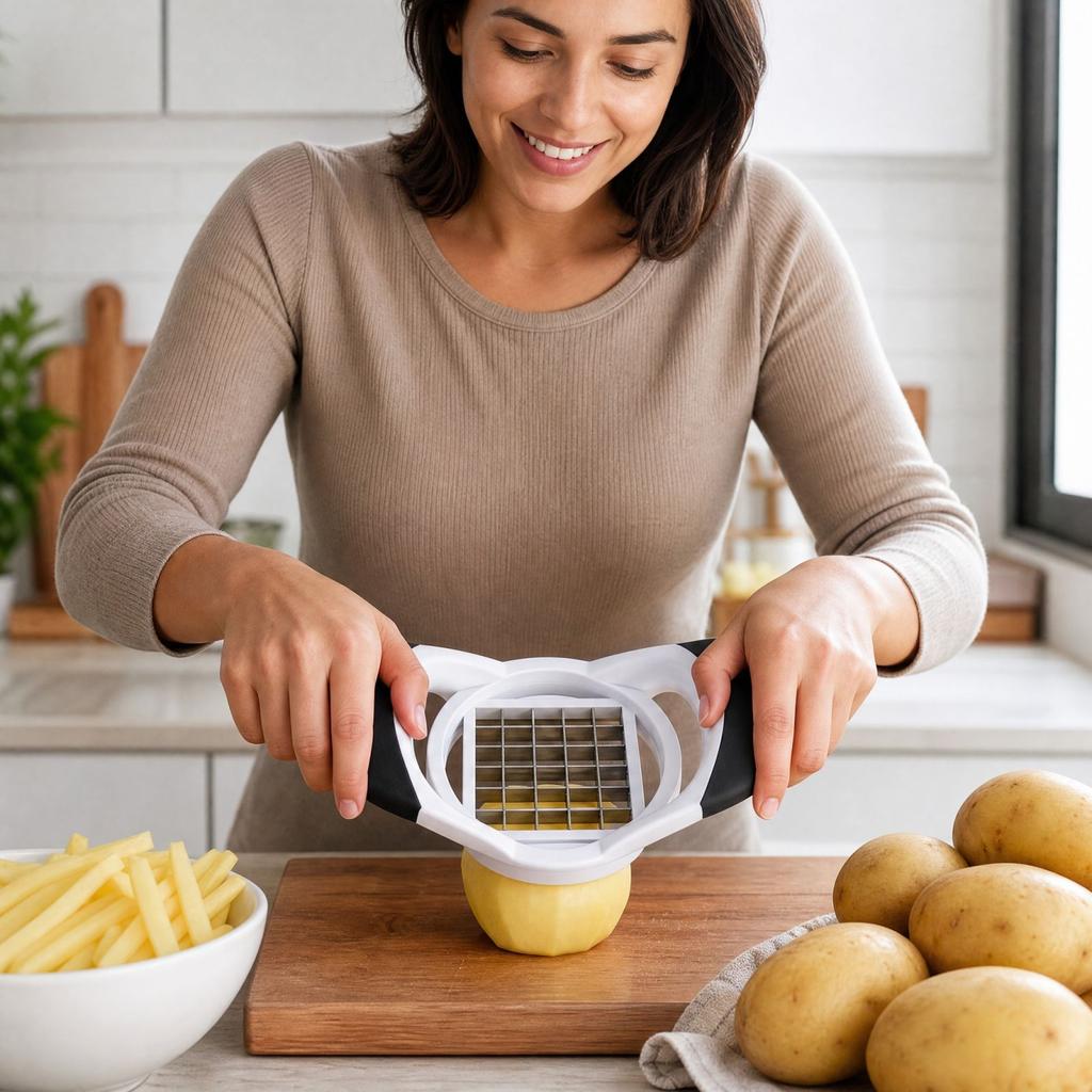 Stainless Fry Cutter Potato for Homemade and Vegetables, Kitchen Gadget with and Easy-Clean Design