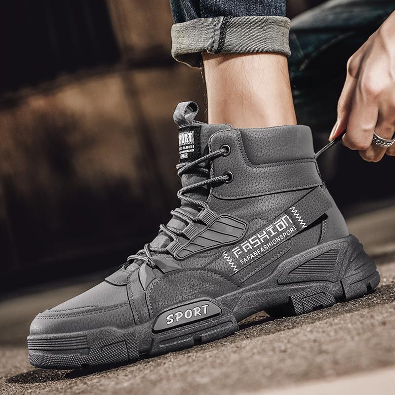 Fashion Men's Elegant Work Boots Outdoor Trendy Men's Leather Boots Casual High Top Lace Up Safety Shoes Men's Desert Boots