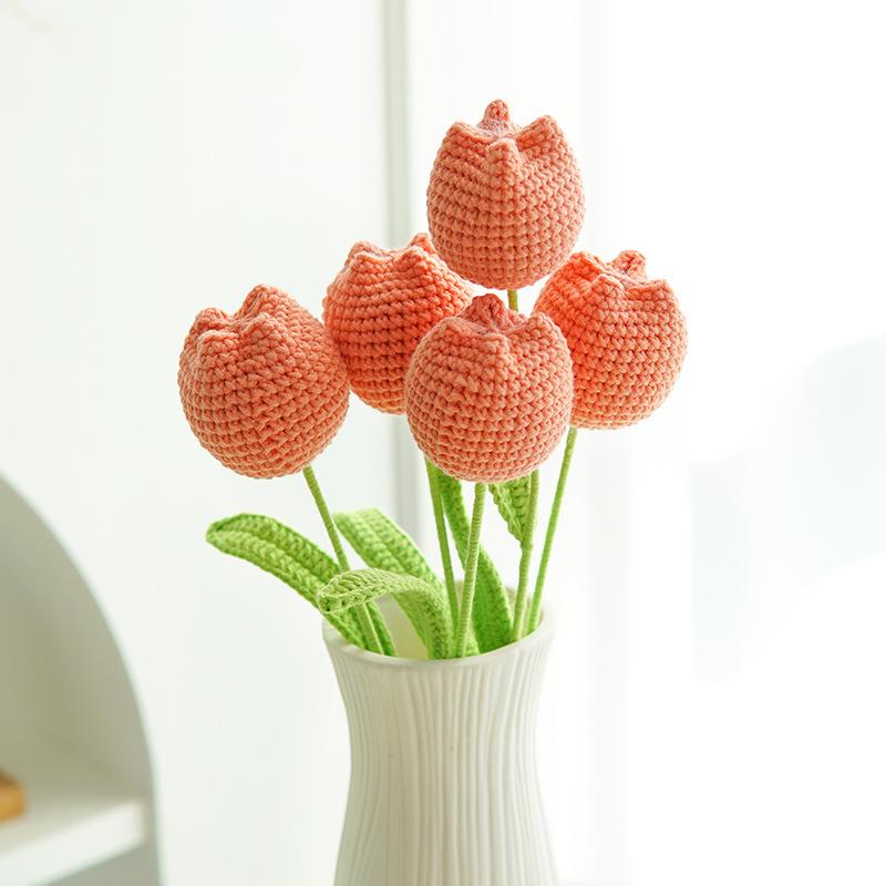 Handmade Woven Yarn Knitted Faux Flower Bouquet