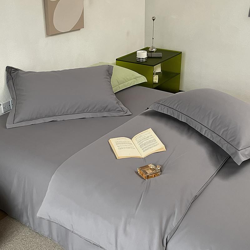 Solid Simple 100% Long-staple Cotton Bedding Set New Soft Skin-friendly Queen Duvet Cover Set with Sheet Quilt Cover Pillowcases