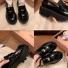 Cowhide version~ Noble gold coin round head leather shoes thick heel thick sole single shoes one pedal women