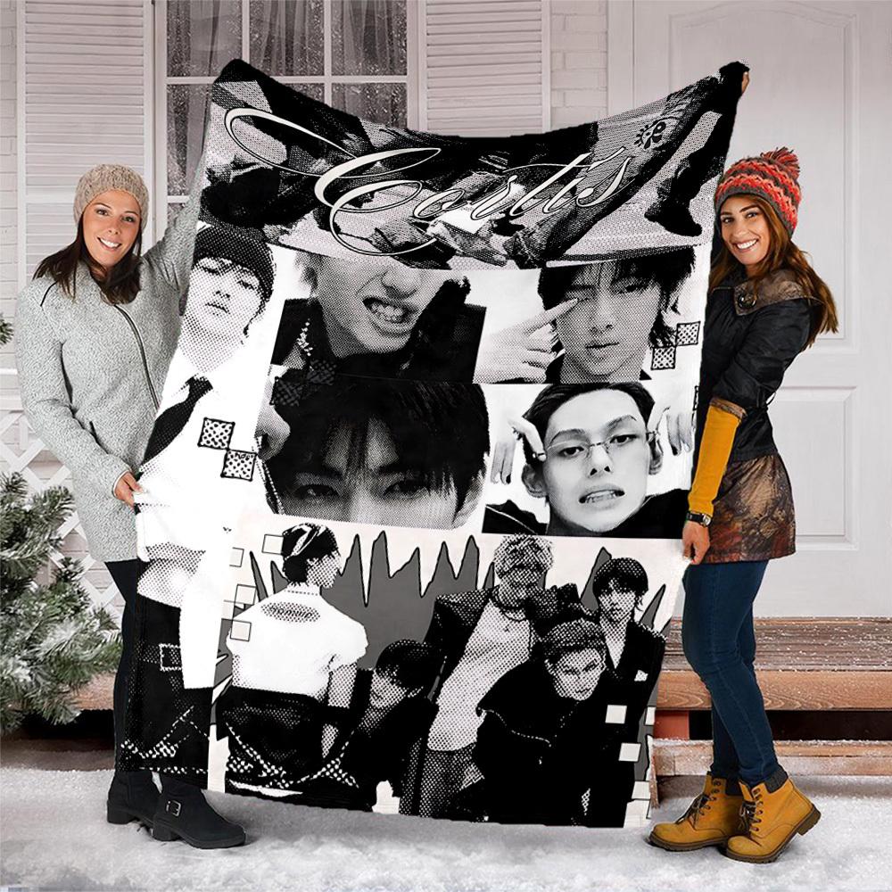 1pc Cortis, K pop Outdoor Personalized Flannel Blanket, Soft, Lightweight Personalized Flannel Blanket, Digital Printing,