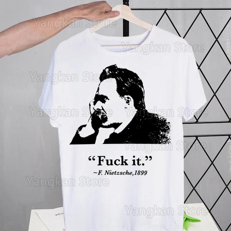 Gott ist tot Friedrich Nietzsche Nihilist T-Shirts Tees Shirt Tops Design Kurzärmlig Harajuku Mann Ästhetisch Anime T-Shirt
