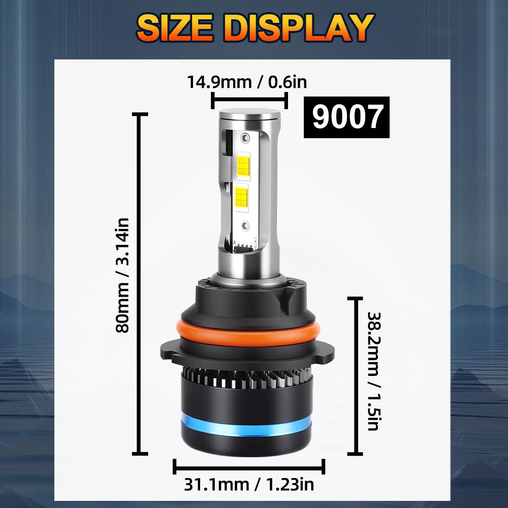 9007/HB5 Canbus LED Headlights Bulbs DC12V Car Led Bulb 3570 Chips 6500K White Mini Size Replacement Light Bulbs
