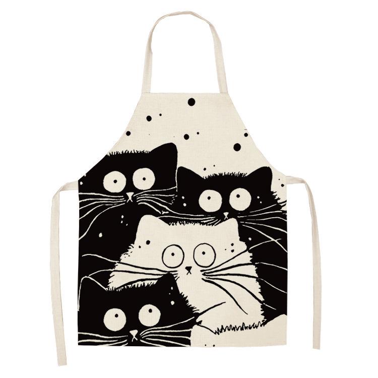 Nordic Cat Linen-Like Sleeveless Kitchen Apron