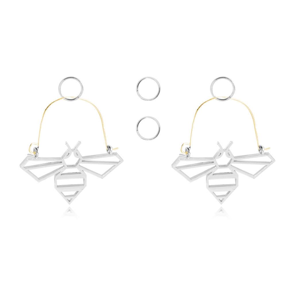Bee Dangle Fashionable Earrings Alloy Hollow Hoop Set Women For