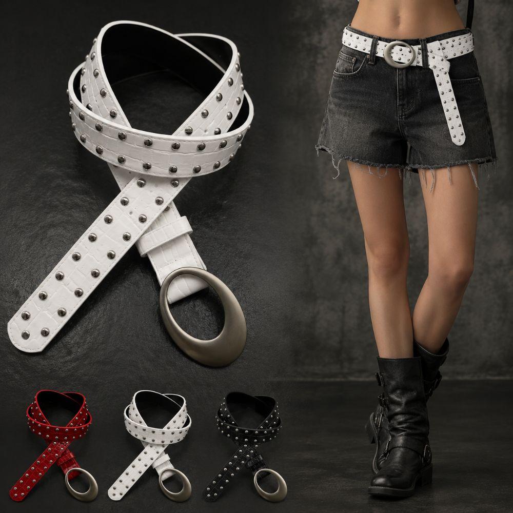 PU Leather Women Niche Belts Rivets Waist Belt Trendy American Retro Belt For Jeans,Skirt