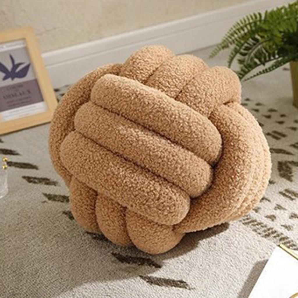 Knotted Ball Throw Pillow Ultra Soft Companionship Decorative Hand-woven Knotted Ball Plush Toy Velvet PP Cotton Sofa Cushion