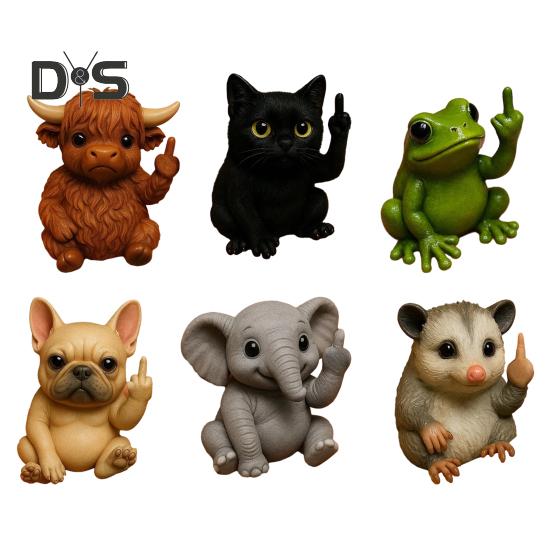 Middle Finger Animal Ornament Synthetic Resin Statue Realistic Design Sculpture Funny Humorous Home Decoration