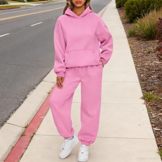 Fall Casual Tracksuit 2 Piece Set Women Long Sleeve Pullover Hoodies And Sweatpants Lounge Wear with Pocket