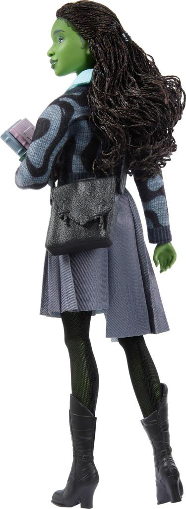 Mattel Universal Wicked Elphaba Fashion Doll Green Braided Black Removable School Uniform & Accessories Skin, Hair, Articulated,