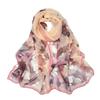 Summer Embroidered Silk Scarf Breathable Smooth Long Wraps Silk Sun-Resistant Bandana for Women