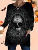 2025 Autumn Winter New Plus Size Women's Tops, Halloween 3D Print Fashion Crew Neck Long Sleeve T-Shirts