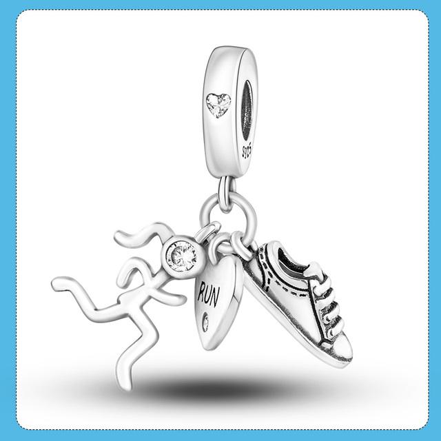 

Новинка 2023 года, спортивный кулон из серебра 925 пробы, очаровательные бусины для бегущих девушек, подходят для брендового браслета, ожерелья, изготовления ювелирных изделий для девочек