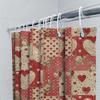 Vintage Heart Floral Shower Curtain Red Beige Decorative Bath Rug Cover For Bathroom Home Decor