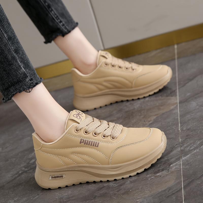 CRLAYDK Fashion Women's Lightweight Sneakers Leather Platform Lace Up Shoes Comfortable Casual Walking Sport Tennis for Ladies