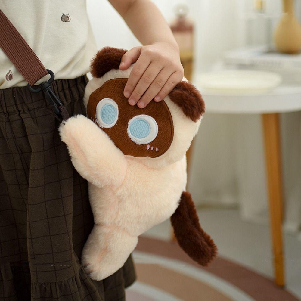 Soft Siamese Cat Shoulder Bag Stuffed Animal Plush Toy Backpack  Birthday Gifts