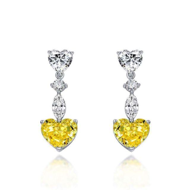 Luxury S925 Sterling Silver Drop Earrings For Women Sparkling 10*12mm Diamond Earring Female Jewelry Ladies Diamond Earring Gift