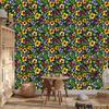 Wallpaper Stained Glass Flowers Bottle Green and Olive 50x1000