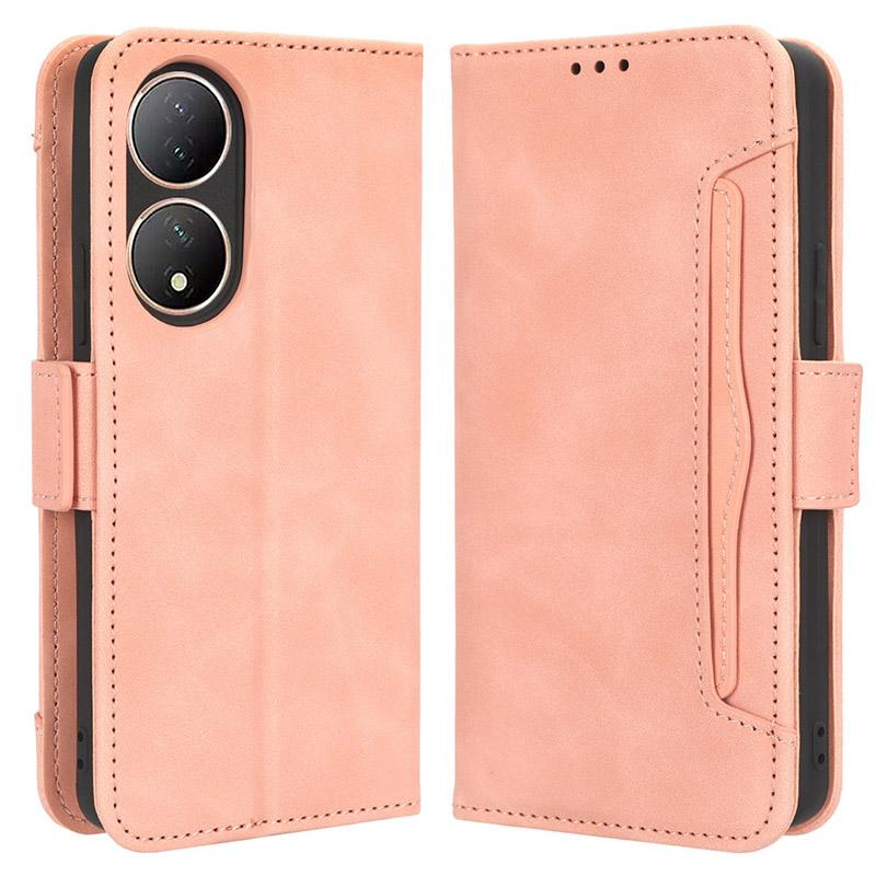 

For vivo Y100 5G/T2 5G Multiple Card Slots Drop-proof PU Leather Phone Case Stand Wallet Cover Pink