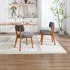 Modern Mid-Century Style Dining Chair Set of 2, Solid Wood Legs Fabric Upholstered Seat for Kitchen, Dining Room or Office (gray Linen Fabric)
