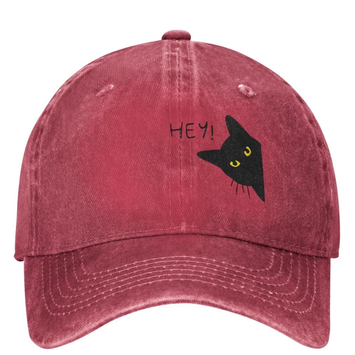 

Черная кошка забавная повседневная бейсболка милая кепка для животных походная рыболовная кепка для дальнобойщика весенняя солнцезащитная кепка для пар женщин y2k милые бейсболки Adjustable красный