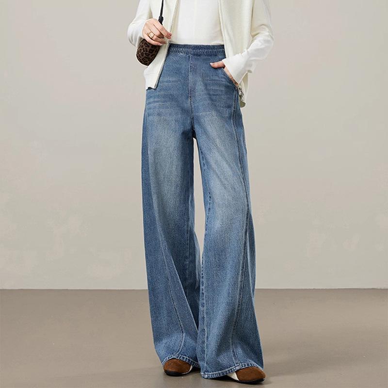 Maternity Wide-Leg Drawstring Jeans - Loose, No Belly Support, Straight-Leg Pants 2X-Large