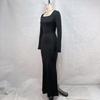 2024 Autumn/Winter Women's Slim Lace-up Square Neck Long Sleeve Evening Dress
