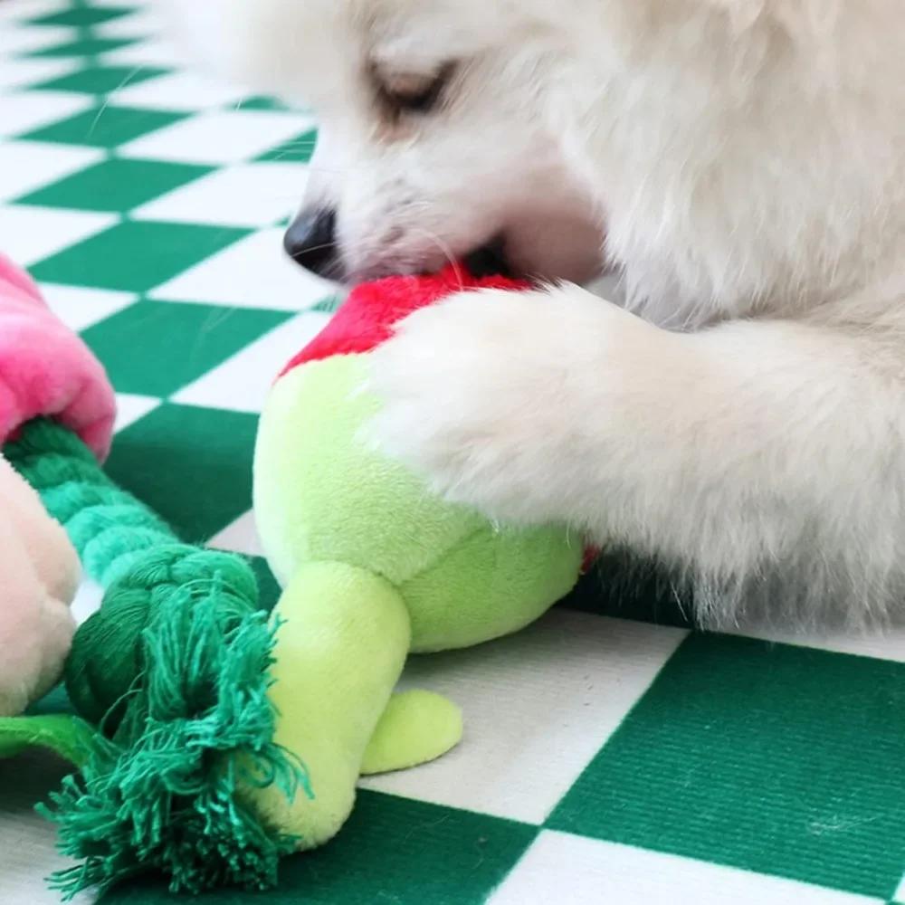 For Interactive Stuffed Dog Chew Toy for Small and Medium Dogs Plush Squeak Toy Rose Reducing Flower Boredom & Anxiety