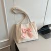 Summer Bowknot Large Capacity Tote Bag For Women Pu Material With Zipper Closure For Daily Use