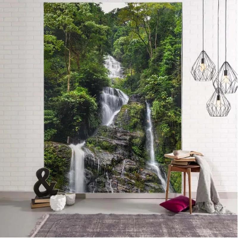 

Джунгли Водопад Природный Пейзаж Гобелен Спальня Гостиная Гобелен Украшения Дома Стены Гобелен 230x150cm