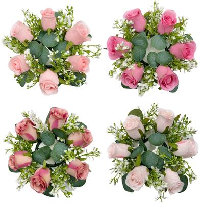 Simulation Rose Candlestick Wreath Ornament, Holiday Table Decoration, Candle Cup Decoration Rose Wreath