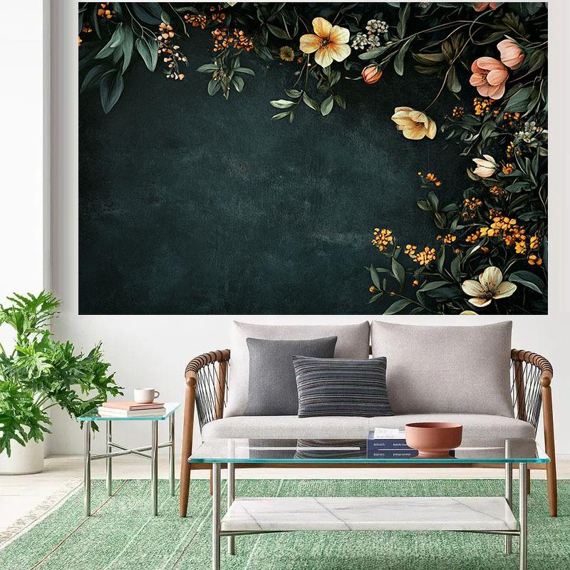 2D plane 1 piece of autumn floral retro background fabric suitable for family gatherings and wedding decorations