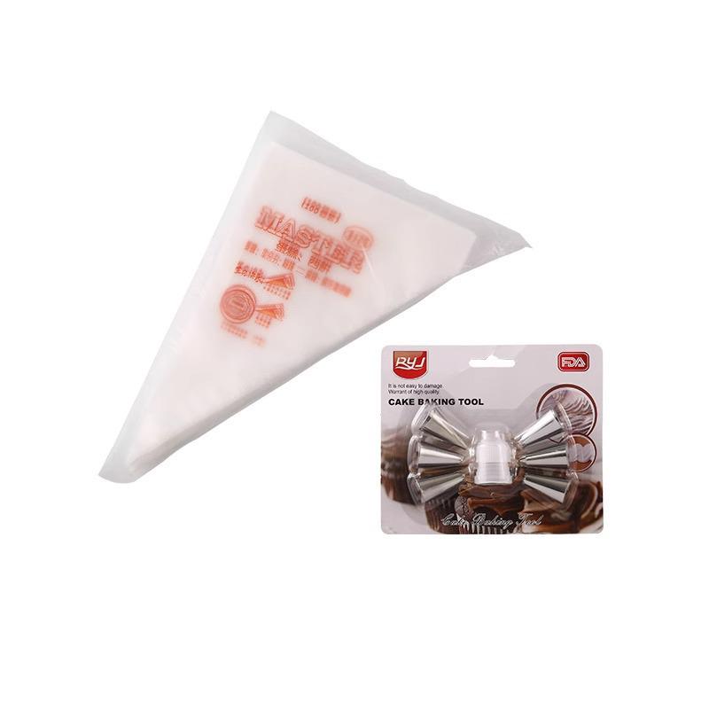 Disposable Pastry Bag with Stainless Steel Tip for Baking and Cake Decorating