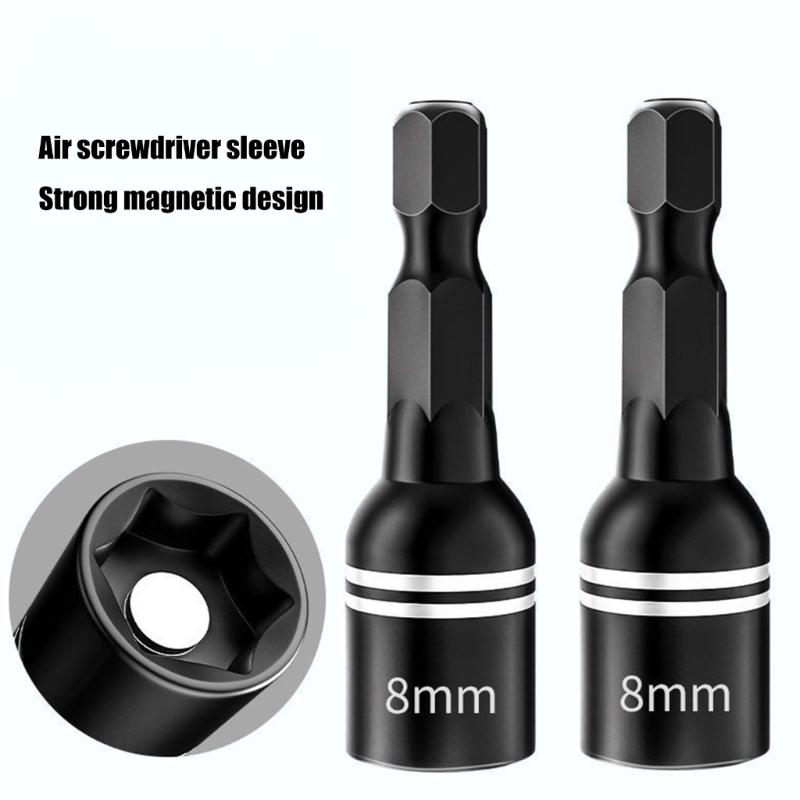 8mm 5/16" Hexagonal Shank Magnetic Power Nut Driver Set Impact Socket Adapters Bit Extension