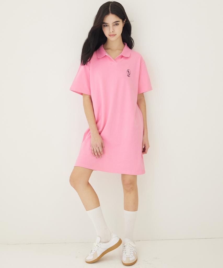 AWESOME STUDIO Pink Collared Pique Dress