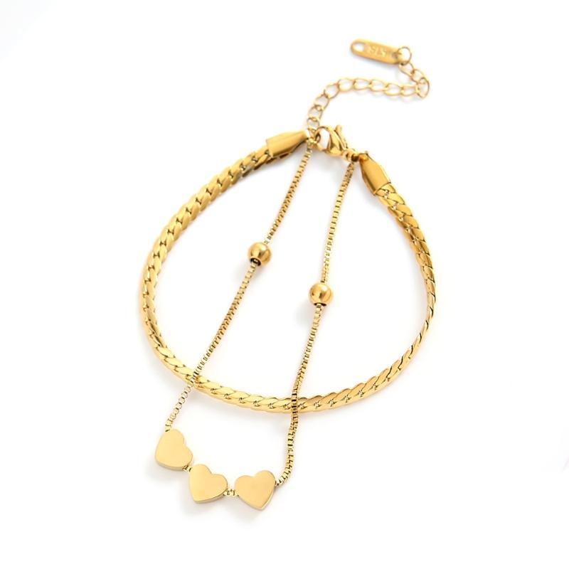 Bracelet Cœur Unique Bracelet à Breloques Acier Inoxydable Texture Bracelet Charme Mode Bijoux de Poignet pour Exprimer l'Amour