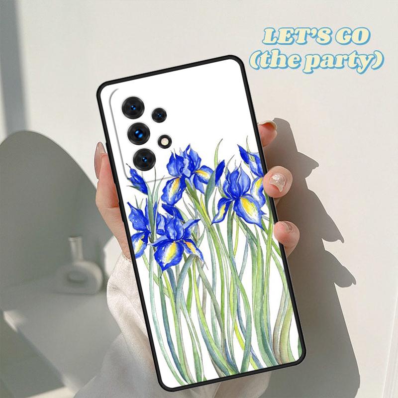 Blue Iris Flower phone case For Samsung Galaxy A42 A31 A40 A51 A71 A32 A80 A91 A52 A72 A73 A20e A21S A50 A70 A11 A12 Cover Samsung A11