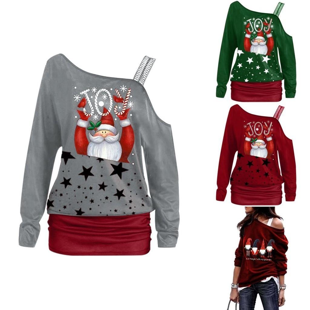 Stylish Women's Christmas Jumper Pullover Loose Fit Sweatshirt For Festive Seasons