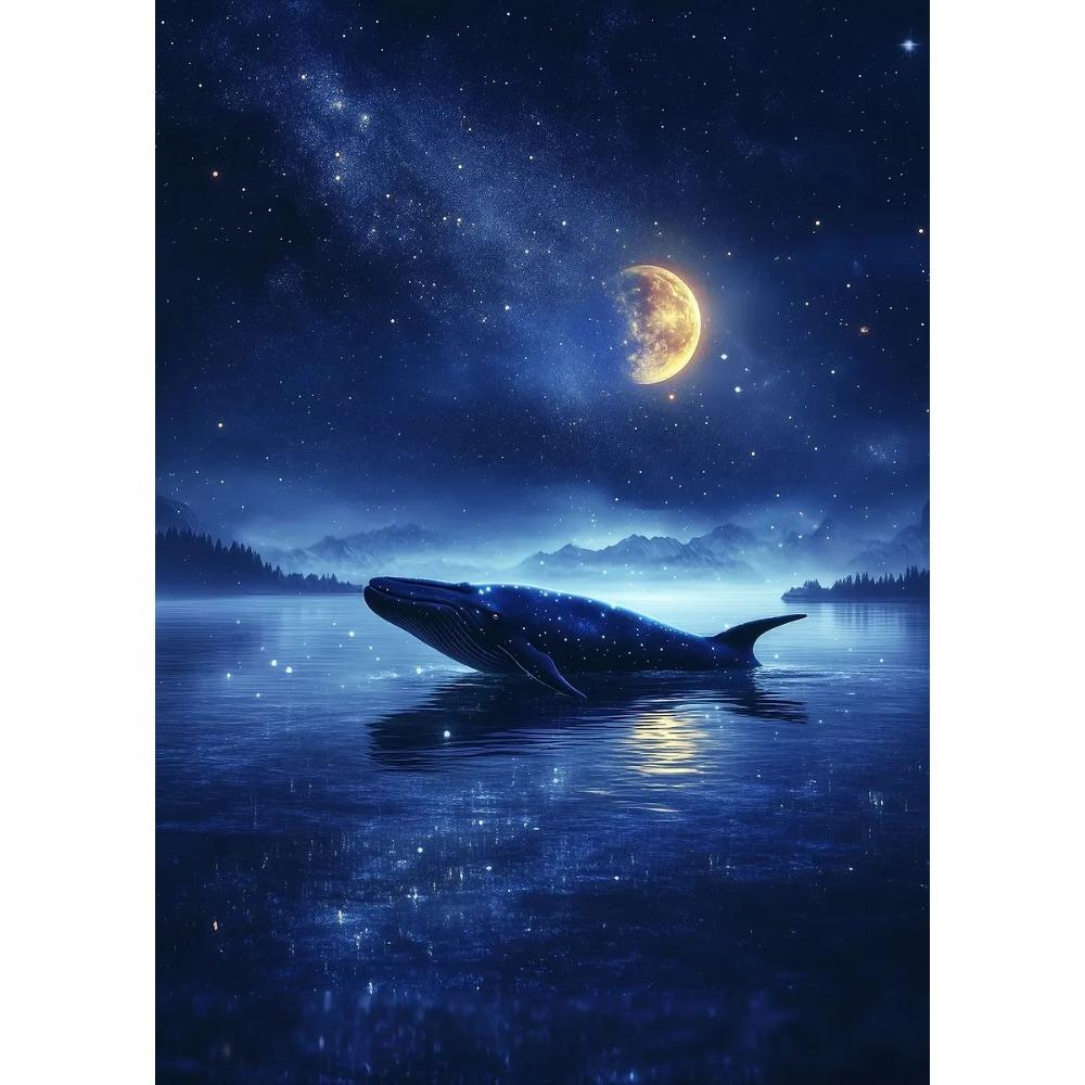 Dreamy Whale Posters Magical Serene Night Surreal Surrounded By Stars Prints Canvas Painting Art Wall Pictures Home Room Decor