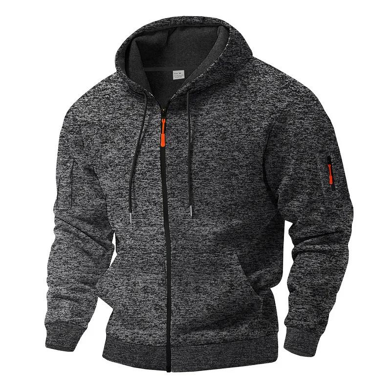 Herfst Winter Heren Retro Hooded Hoodies Kationisch Werkkleding Zak Hooded Rits Trendy Sport Fleece Sweatshirt